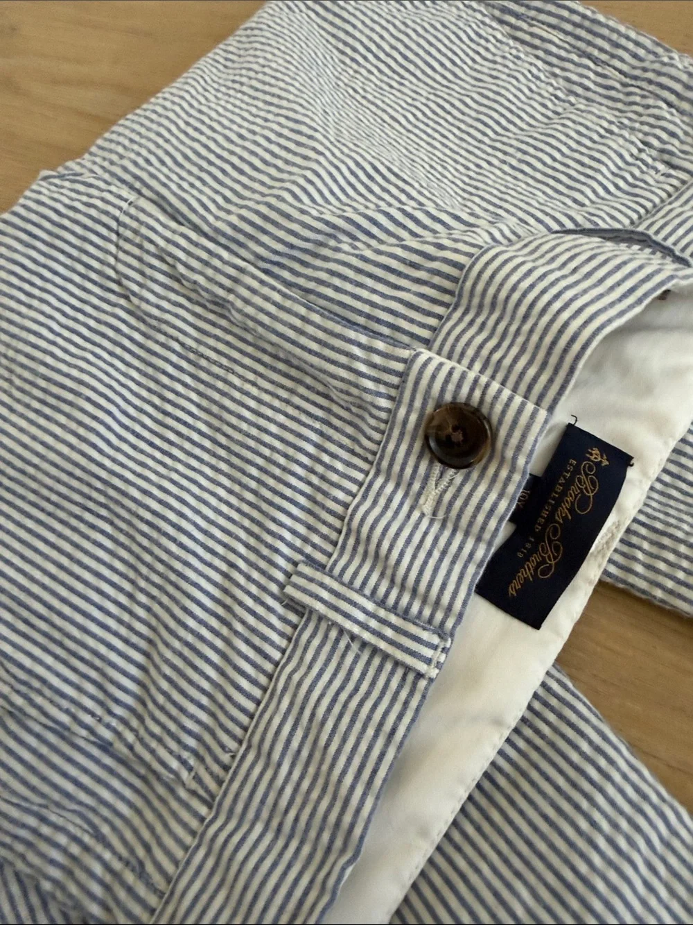 Brooks Brothers Blue and White Seersucker  Pants with Adjustable waist Boys